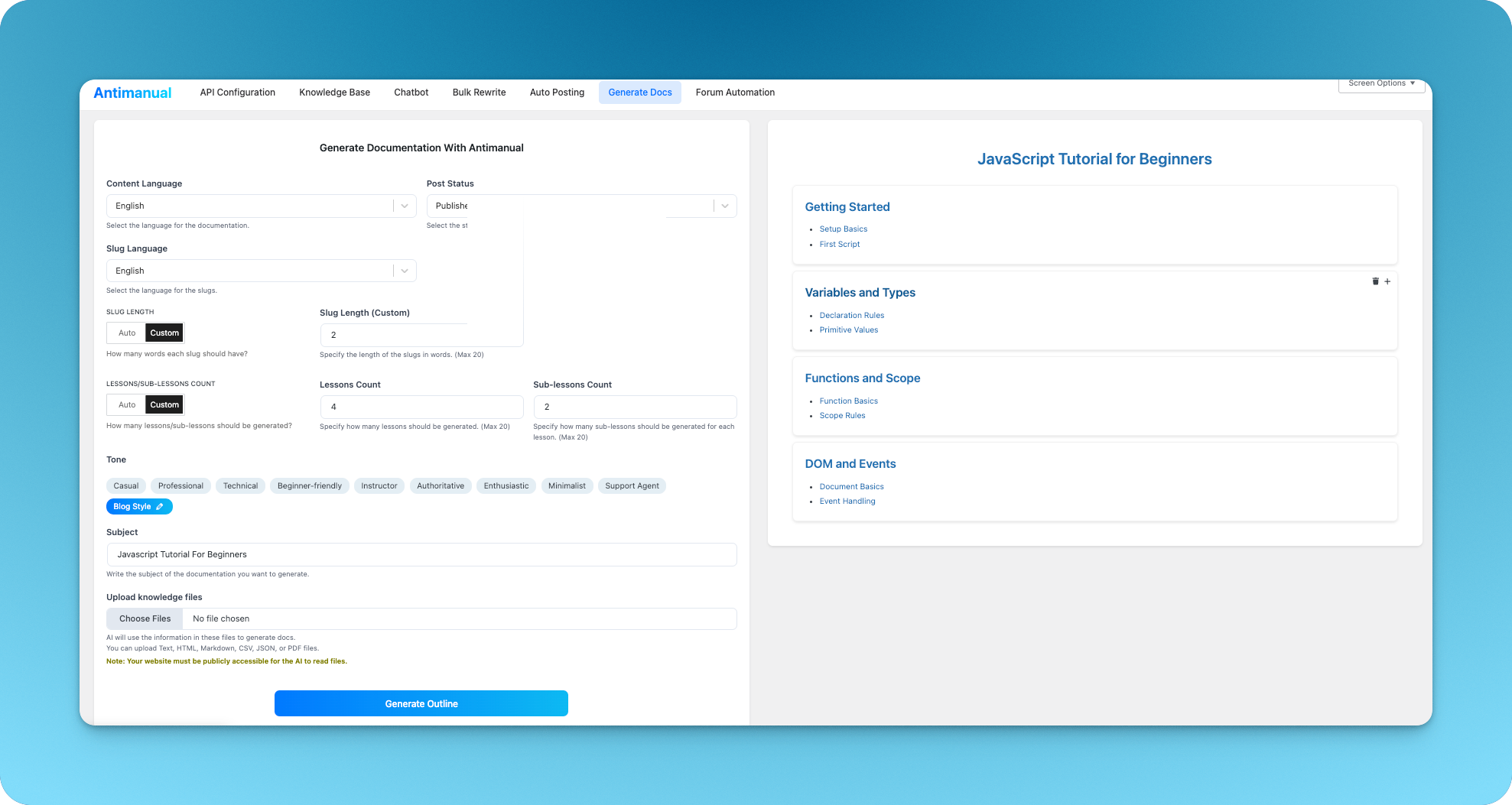 Generate Documentation with WpEazy AI in WordPress