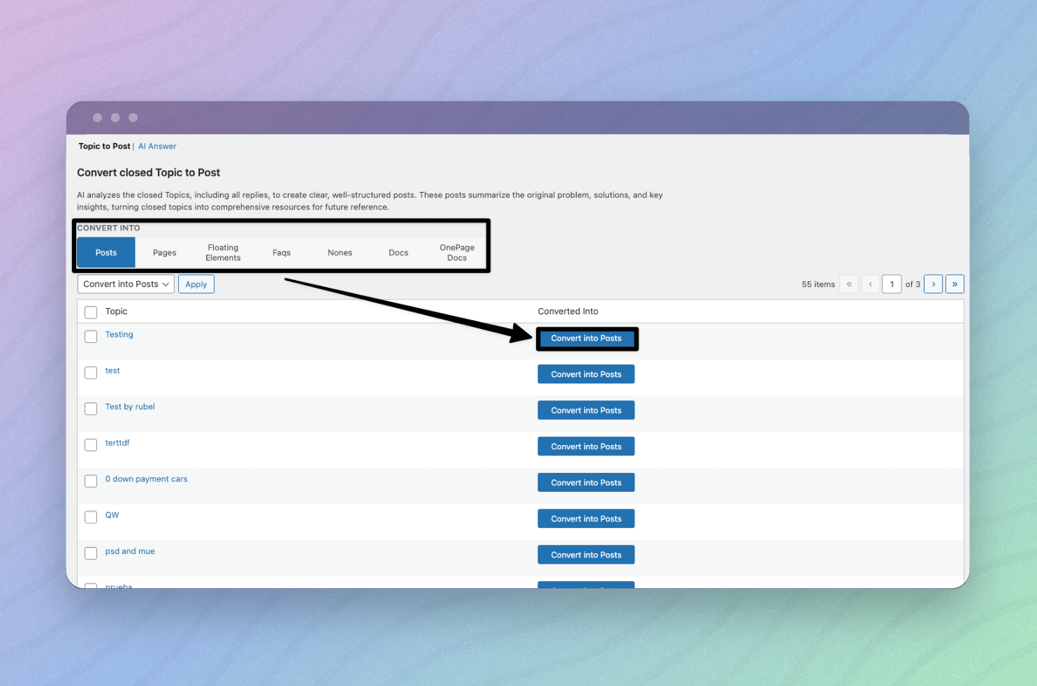 Convert Closed Topics to Posts