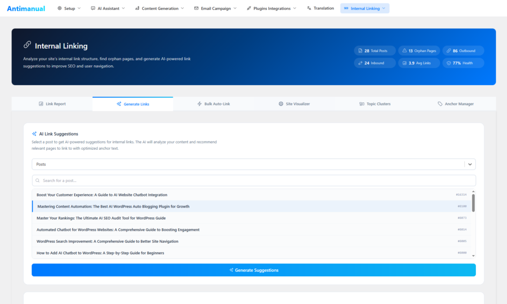 automate internal links in wordpress
